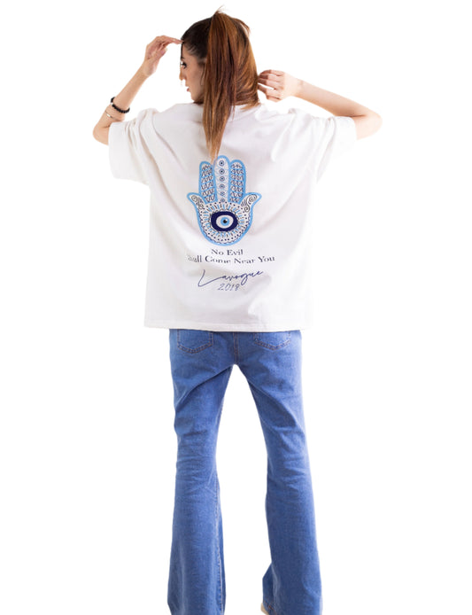 NO EVIL SHALL COME NEAR ME OVERSIZED TEE